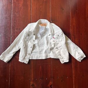 Levi's Kids white Jean Jacket with decal on the back girls size 6